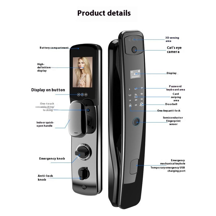 Home Fully Automatic Fingerprint 3D Facial Recognition Smart Lock